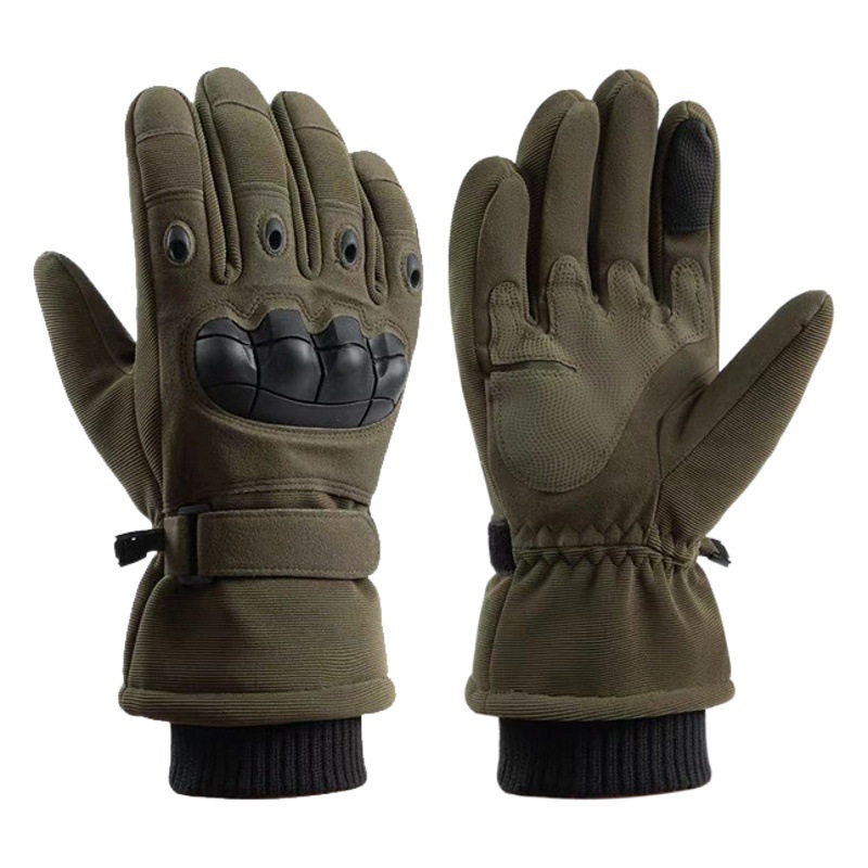 Warm Gloves Men's Winter Outdoor Fleece-lined Thickened Windproof Cold-proof Touch Screen Cycling Sports Skiing Tactical Gloves
