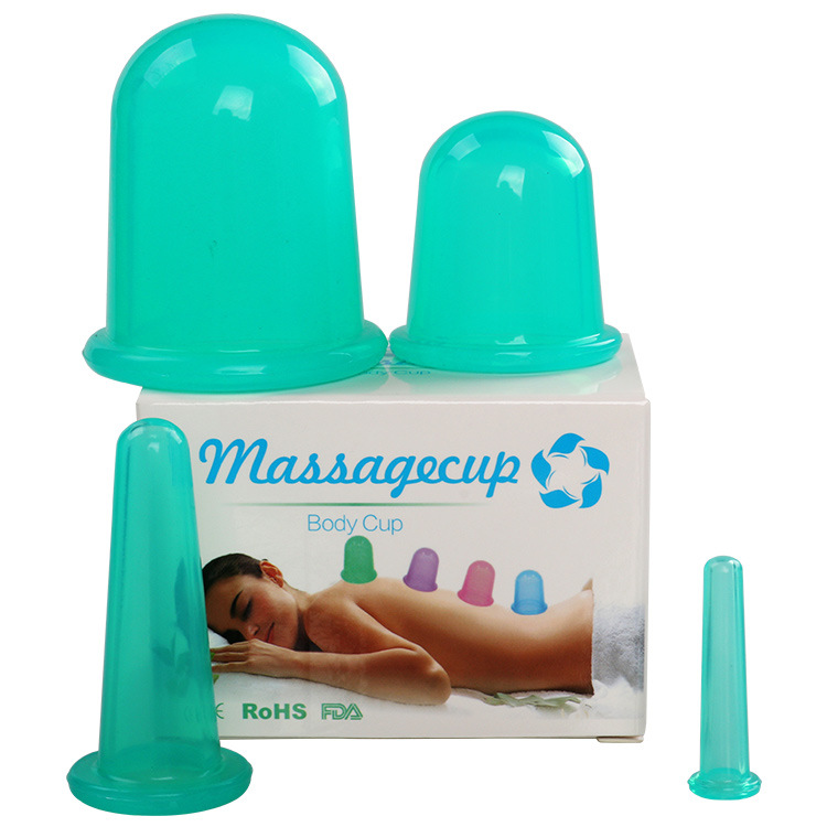 Cross-Border Spot Silicone Cupping Moisture-Absorbing Massage Cup Home Gift Set Vacuum Cupping Device Color Box