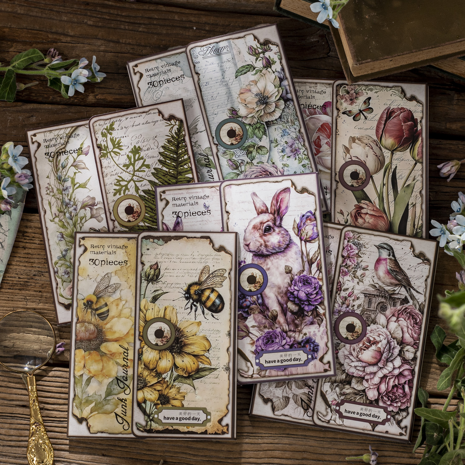 Good Day Material Paper Lost Garden Series Art Collage Handbook Material 30 Sheets into 6 Styles to Choose from