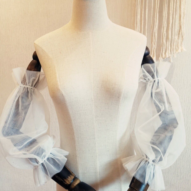 Autumn thin mesh double-layer oversleeve white ivory ribbon elastic sun protection bridal wedding arm cover accessories for women
