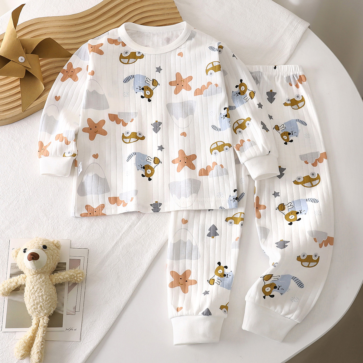 Picture of Children's Cotton Underwear Set, New Autumn Style, Baby Boys' Loungewear, Girls' Pajamas, Autumn Clothes and Pants, Children's Clothing