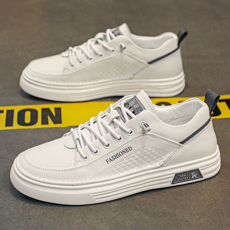 Men's Shoes Spring New All-match White Shoes Men's Casual Sneakers Breathable Slip-on Lazy Men's Waterproof Leather Shoes