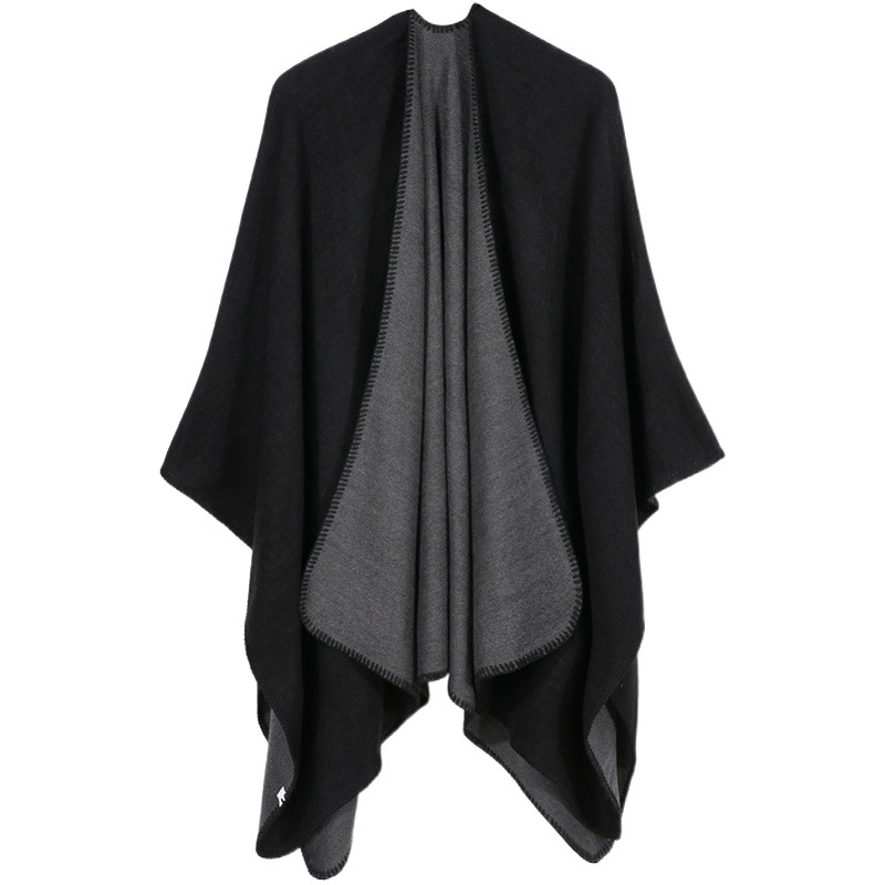 European and American Export Imitation Cashmere Cloak Double-Sided Pure Color Plaid Large Shawl Warm Thickeneded Leopard Print Outer Shawl for Women Summer