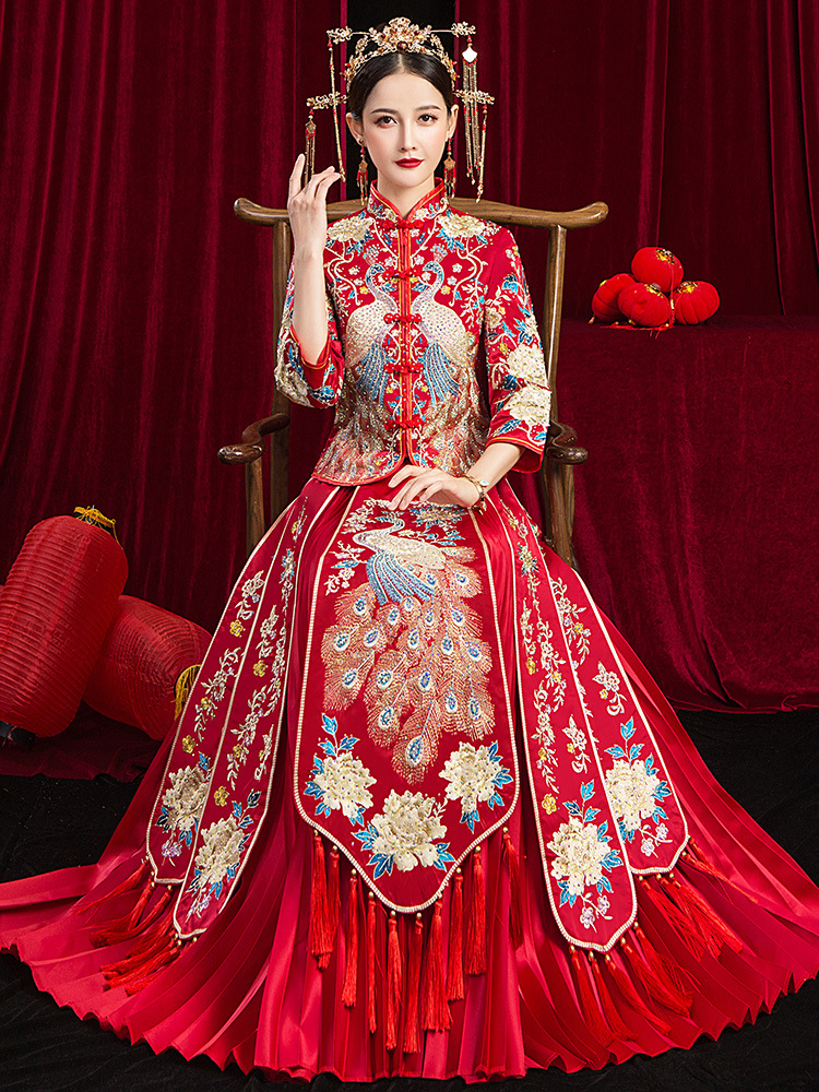 Xiuhe Dress Bride 2020 New Chinese Style Dress Women's Toast Dress Wedding Dress Xiuhe Large Size Show Kimono Spring and Summer