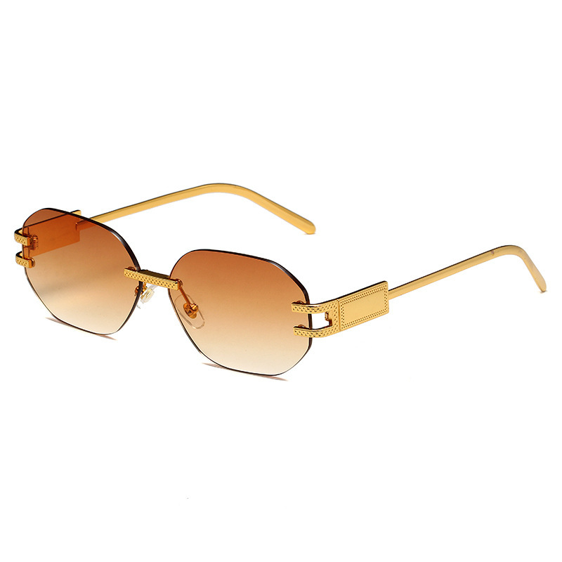 Picture of Cross-Border New Ins Style Frameless Cut-Edge Sunglasses Polygonal Fashion Internet Celebrity Sunglasses Women's Trendy Street Style Sunglasses