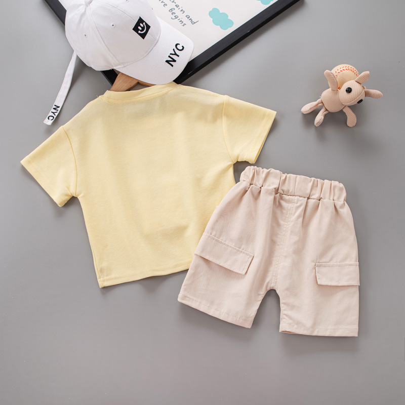 Picture of New summer clothes children's western style three-dimensional Rabbit short sleeve fashion brand thin two-piece suit boys and girls summer short sleeve suit