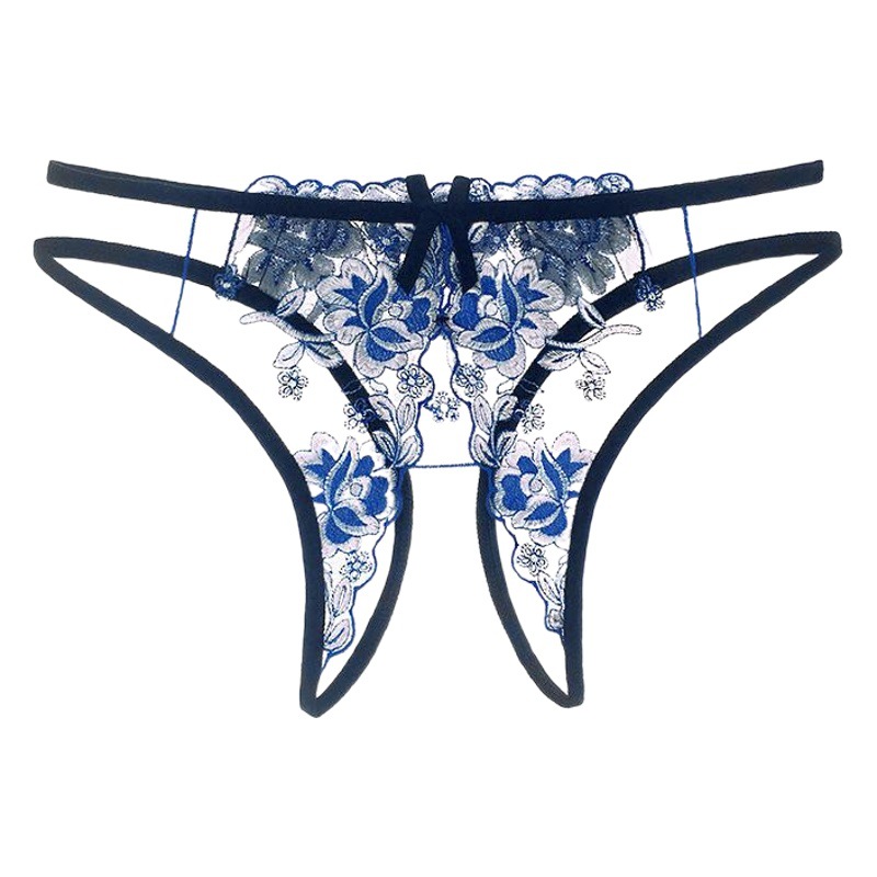 Women's Sexy Underwear Sexy Lace Embroidered Suit Bed Front and Back Crotch Free Temptation Perspective Panties Women