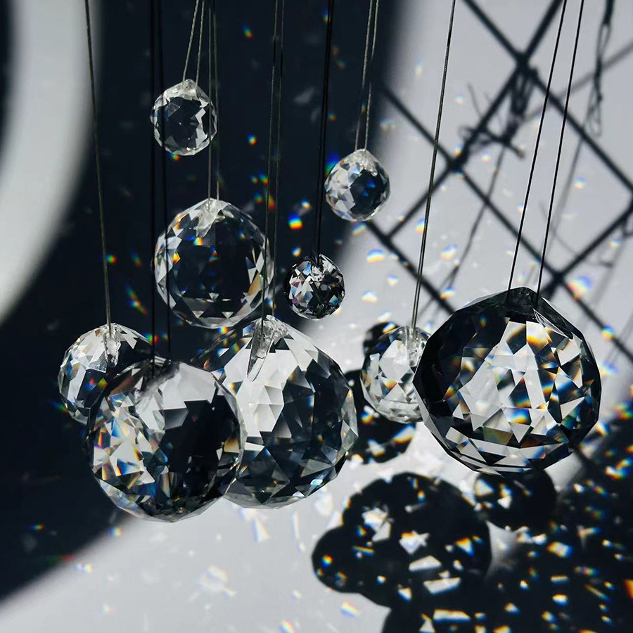 Picture of Wholesale Crystal Lighting Ball 15.20.30.40.50.60.70.80.100 Machine-Grinding Transparent Faceted Crystal Ball