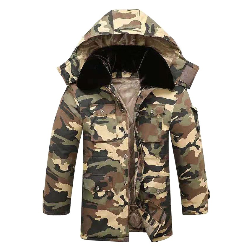 Winter thickened camouflage overcoat men's cold-proof mid-length warm short northeast labor protection large cotton-padded jacket army cotton-padded overcoat
