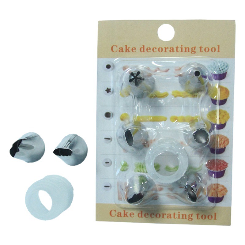 6-Head Decorating Nozzle Set Plus Converter Cake Tools Cookie Baking Supplies Decorating Nozzle Products Wholesale in Stock