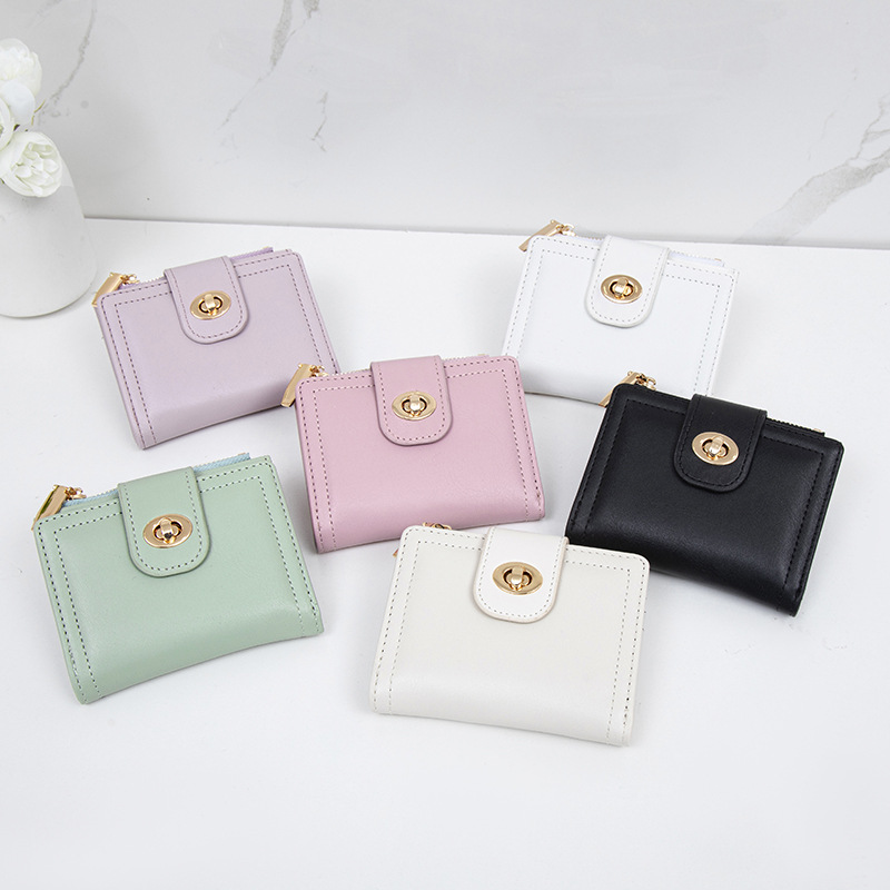 Japanese and Korean Style Small Wallet Women's Short New Solid Color Simple Thin High-end Student Ins Multi-function Fashion Wallet Women