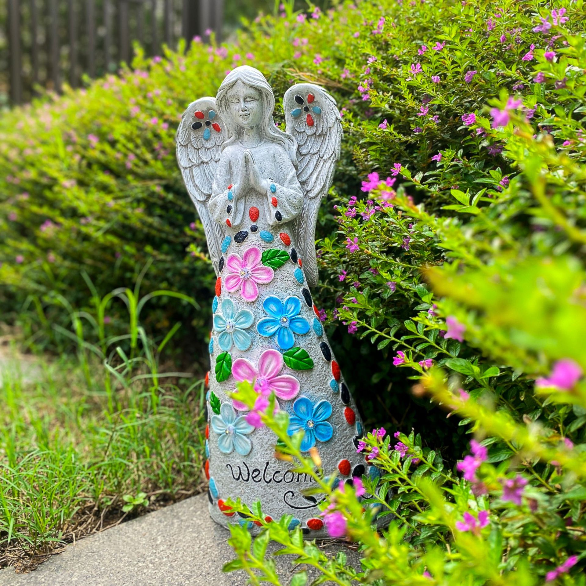 Picture of Cross-border Garden Character Decorative Ornaments Crafts Courtyard Flower Fairy Outdoor Solar Angel Statue Resin Lamp