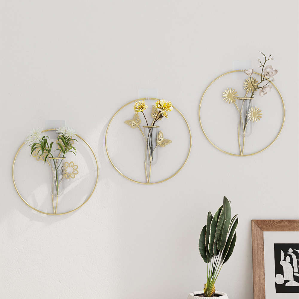 Light Luxury Living Room Decorations High-grade Wall Decoration Punch-free Wall Creative Home Iron Vase Pendant Decoration