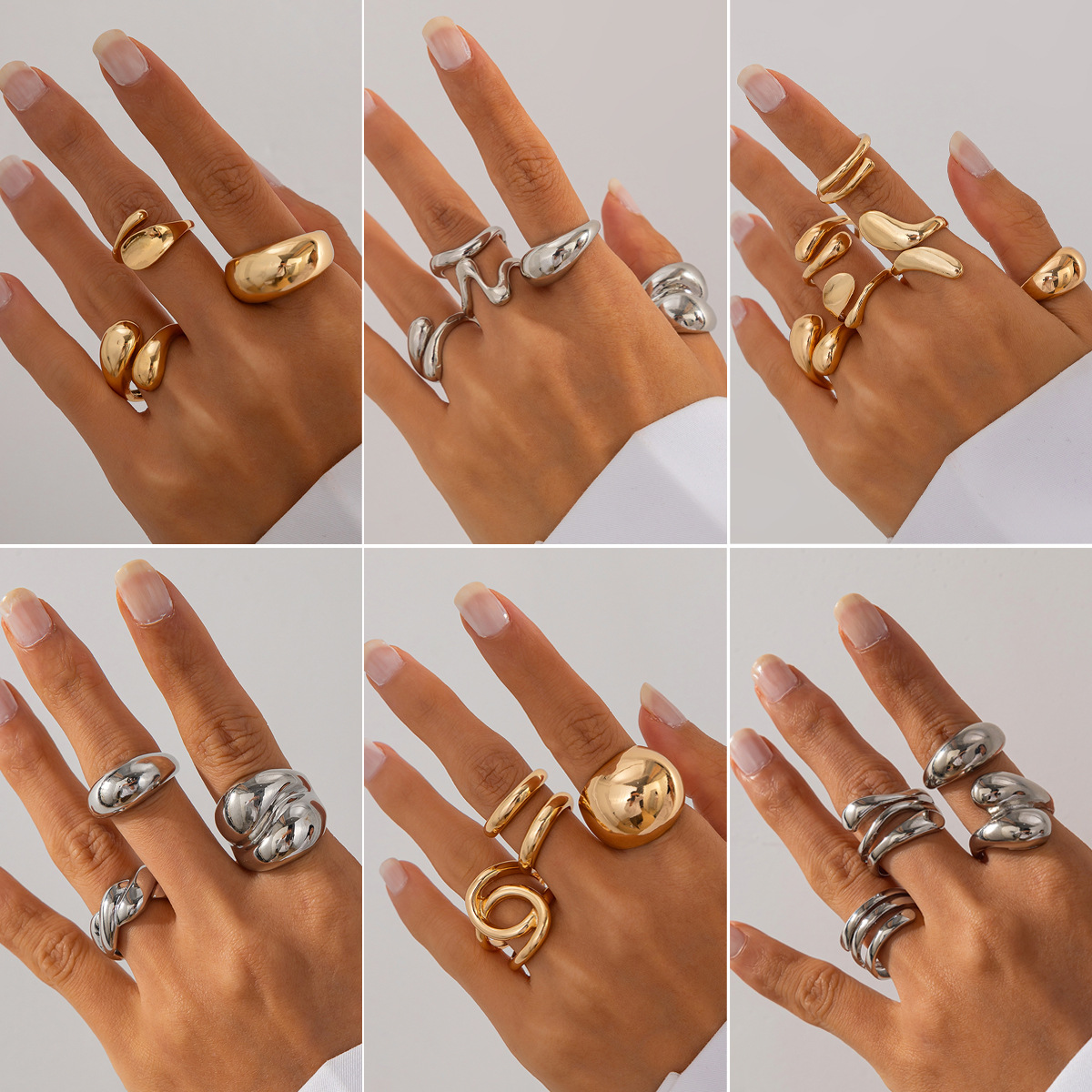 European and American Ring Women's Suit Personality Design Open Ring Rings Cross-border Hot Glaze Geometric Ring