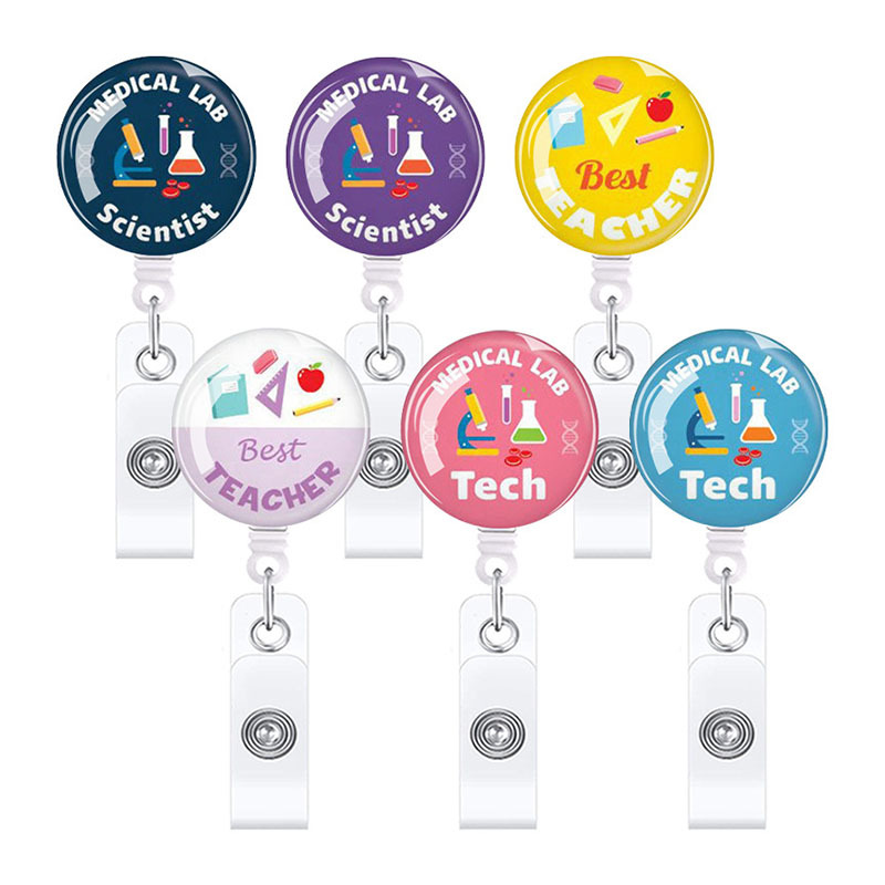 Amazon Hot Teacher's Day Easy Pull Buckle ID Buckle Easy Pull Telescopic Rotating Alligator Clip Badge Clip