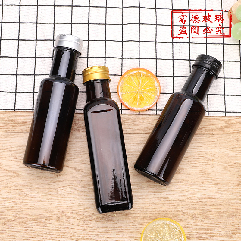 Picture of Brown round bottle linseed oil camellia oil empty bottle multi-specification oil bottle brown square olive oil bottle wholesale