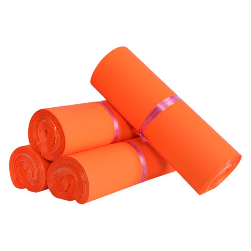 Orange New material express bag thickened waterproof bag matte frosted clothing packaging bag logistics packing bag fixed logo