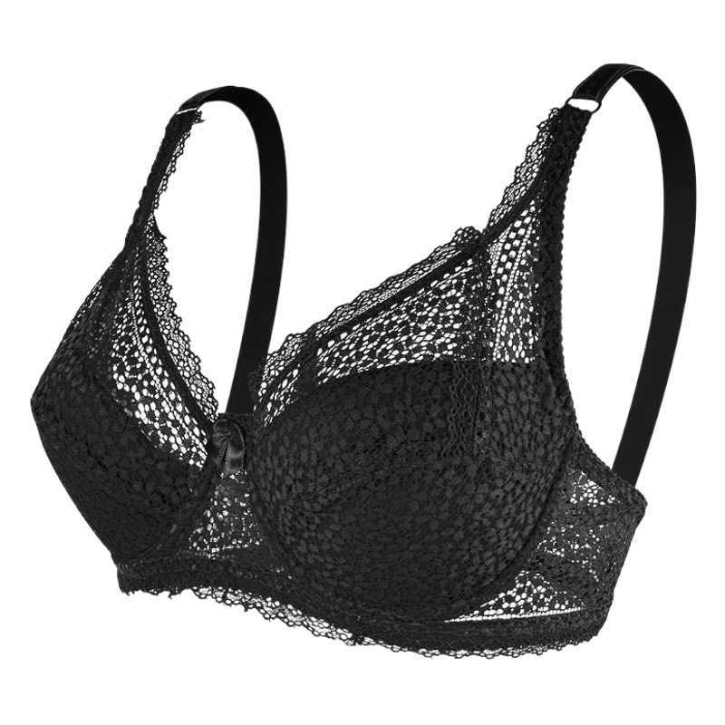 2025 Cross-Border 0 Adjustable Thin Large Breast Revealing Small Underwear European and American Push-Up Women's Adjustable Lace Wire Bra