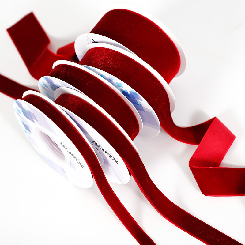 Cyber Celebrous Velvet Bow Band Flower Band Plush Ribbon Velvet Flocking Ribbon Handmade Gift DIY Material
