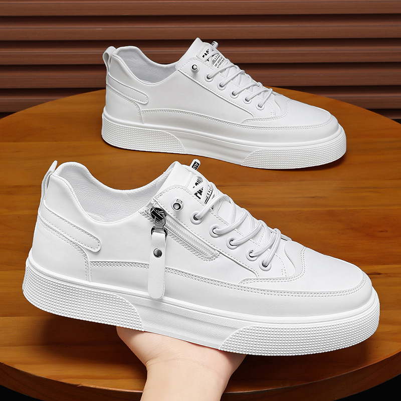 plus size Men's Shoes 2025 Spring New Men's Shoes Running Sports White Shoes Men's Casual All-match Slip-on Board Shoes