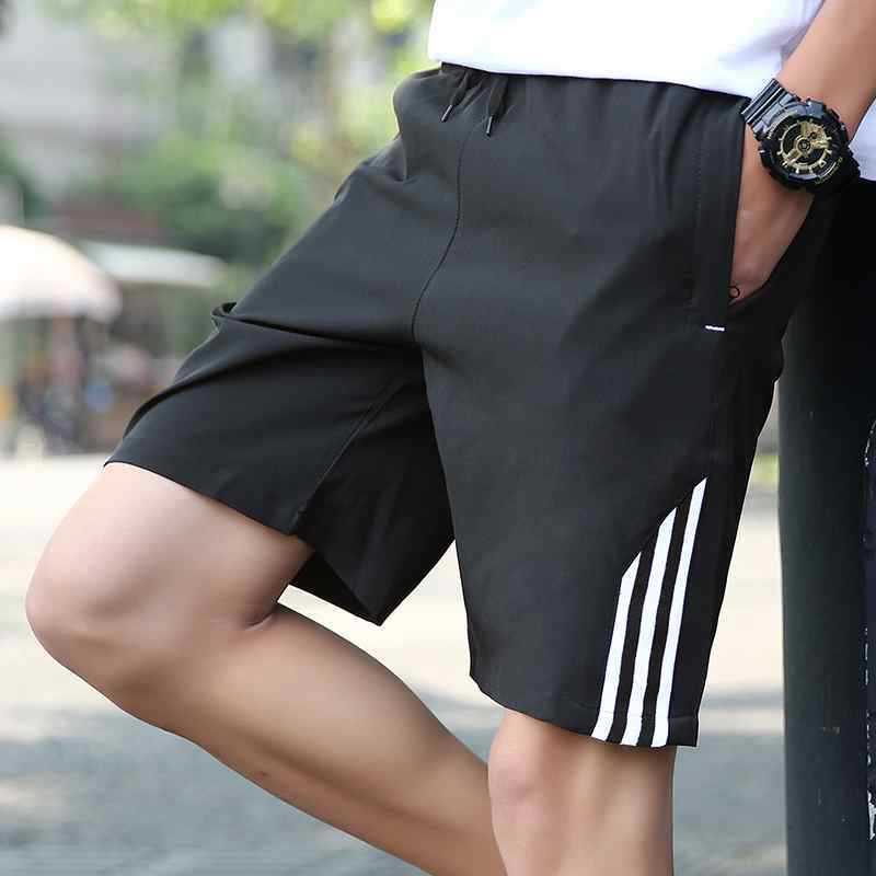 Three-Stripe Summer Sports Casual Pants Four-Way Stretch Shorts Men's Loose Elastic Five-Point Pants