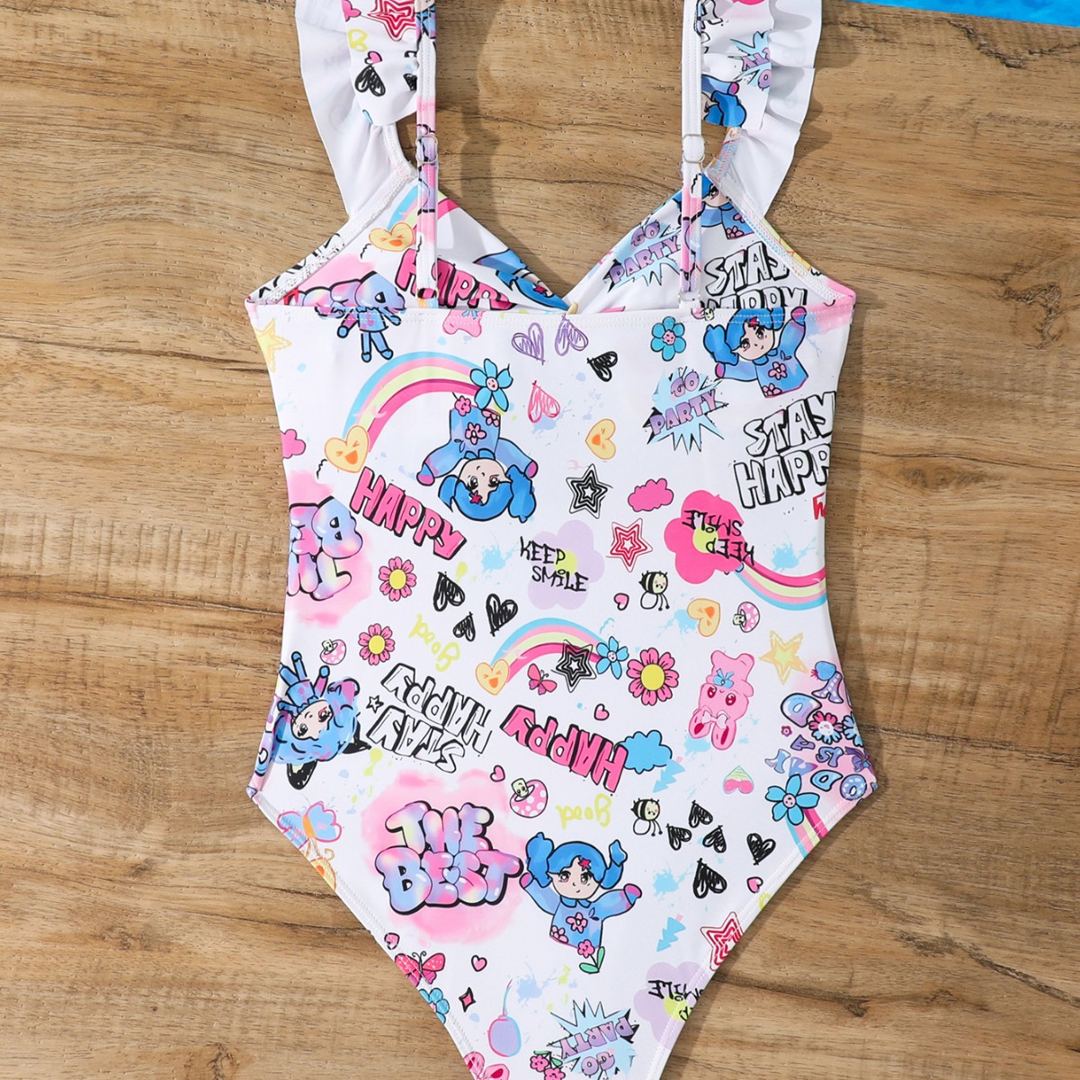 Picture of New Girls' Piece Swimsuit Hollow-out Ruffled Ear Edge Sling Children's Swimsuit for Middle and Big Children Student Hot Spring