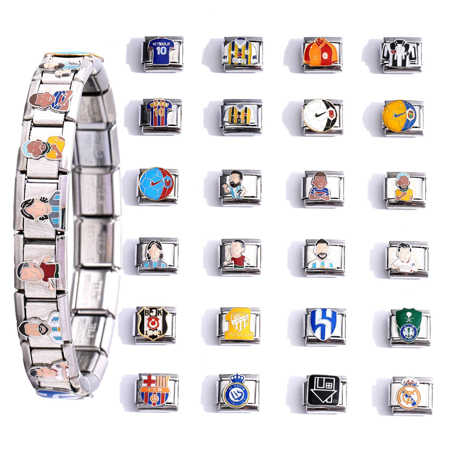 Cross-Border Italian Module Bracelet Particles Stainless Steel Handmade DIY Bracelet Buckle Creative Bracelet Jewelry