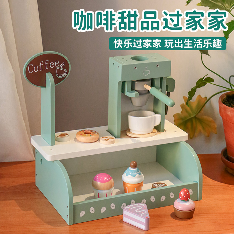 Picture of Children's Play House tea set combination afternoon tea dessert simulation teapot tableware suit wooden kitchen cutting toys