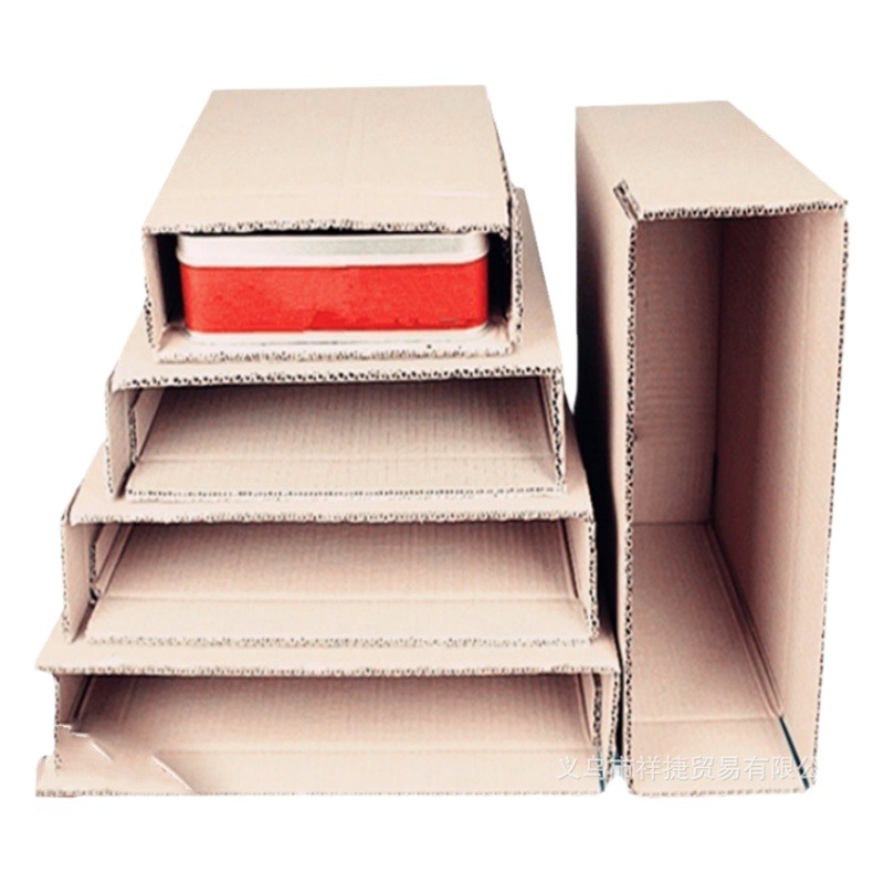 3-layer flat box flat corrugated cardboard carton express T-type e-commerce packing box decorative painting carton side opening