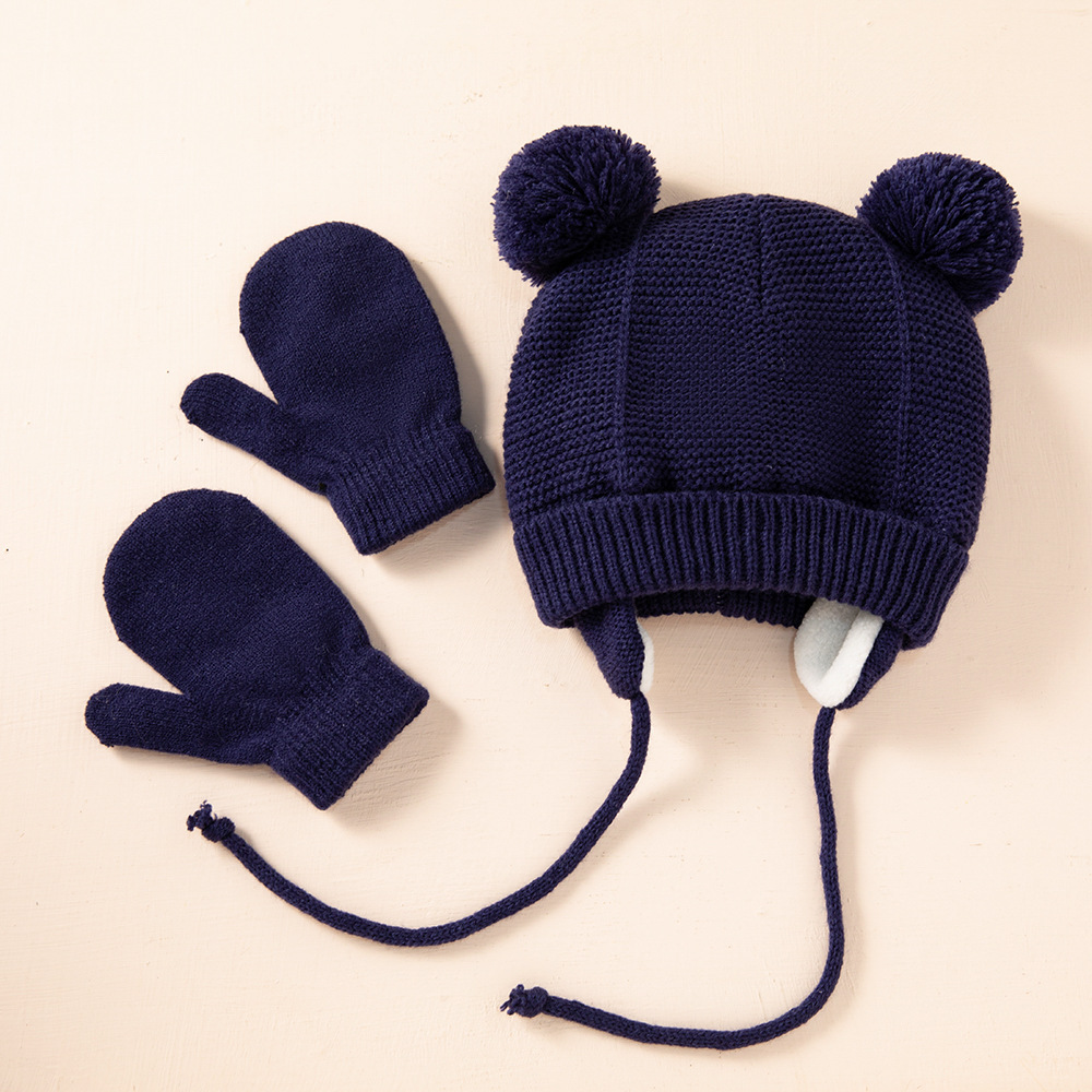Europe and the United States new children's braid hat gloves a set of spot warm ear protection children's knitted hat gloves