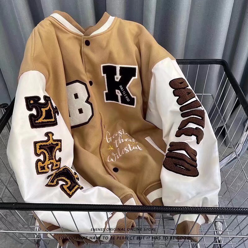 Picture of 2023 American Fashion Vintage Letter Embroidered Printed Baseball Jacket Cotton-padded Women's Loose Spring and Autumn Handsome Jacket
