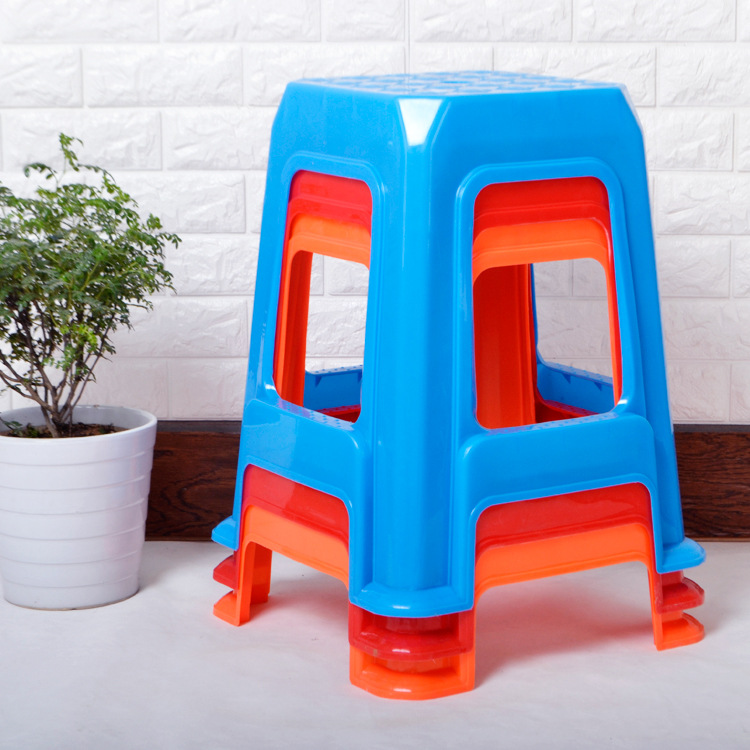 Taller Plastic Stools, Thickened Household Adult Square Stools, Stackable Dining Stools, Colorful Children's Low Stools and Chairs