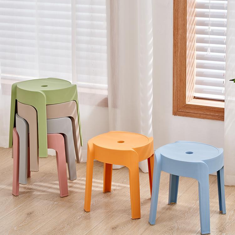 Children's Low Stool, Fashionable Small Bench, Adult Chair, Plastic Thickened Living Room Non-Slip Round Stool, Stackable Bathroom Stool