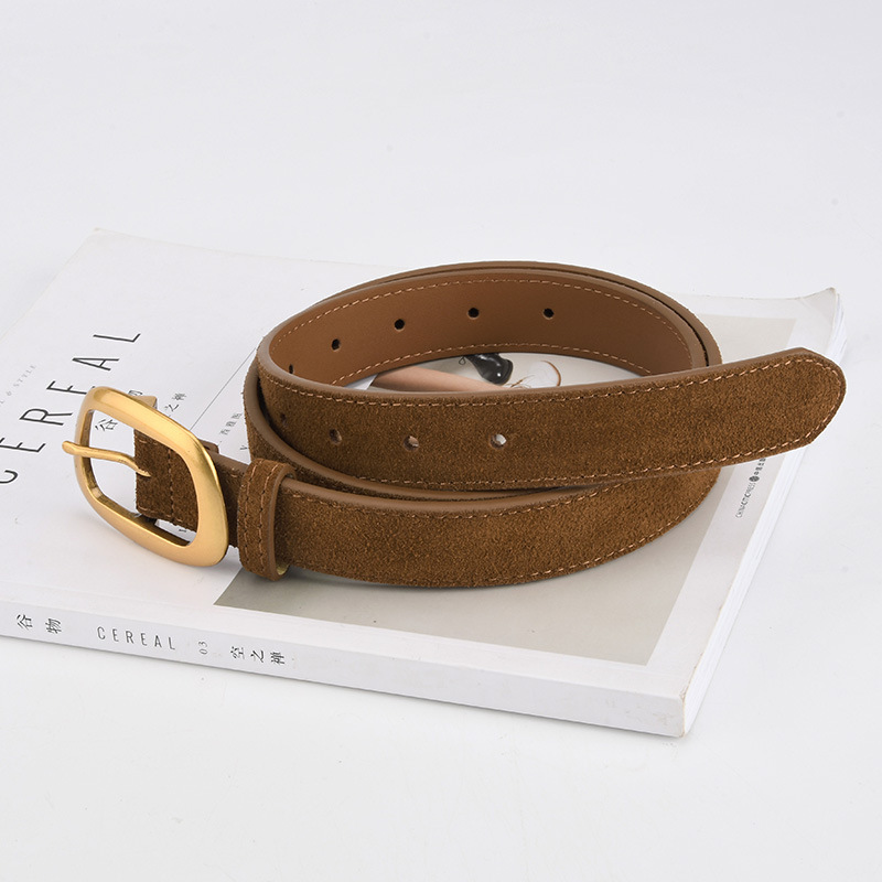 Customized Belt Vintage Women's Leather Belt Frosted Anti-velvet Pin Buckle All-match dress Decorative Belt Manufacturers