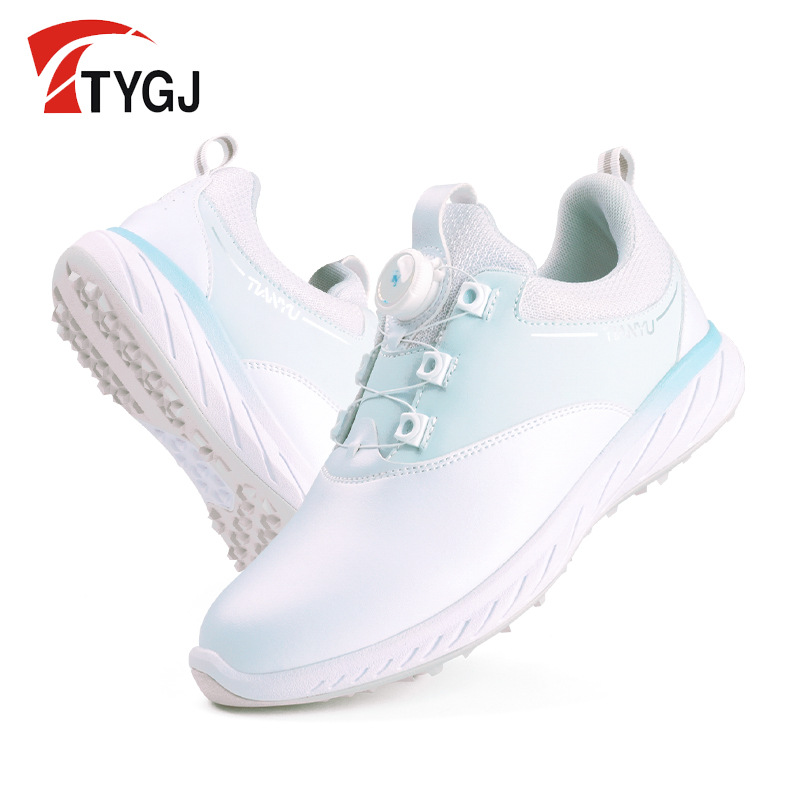 Golf Shoes Women's sneaker Waterproof Anti-Slip Pin Swivel Button Shoelace Lightweight GOLF Casual Shoes