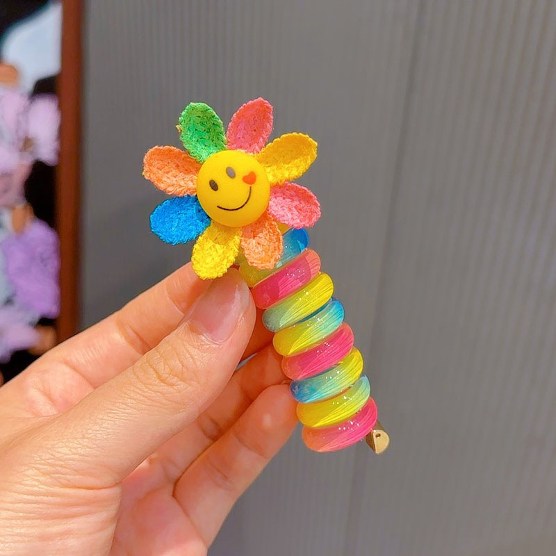 Picture of Children's coil telephone line hair band female high ponytail does not hurt hair hair rope high elastic durable rubber band Braid artifact
