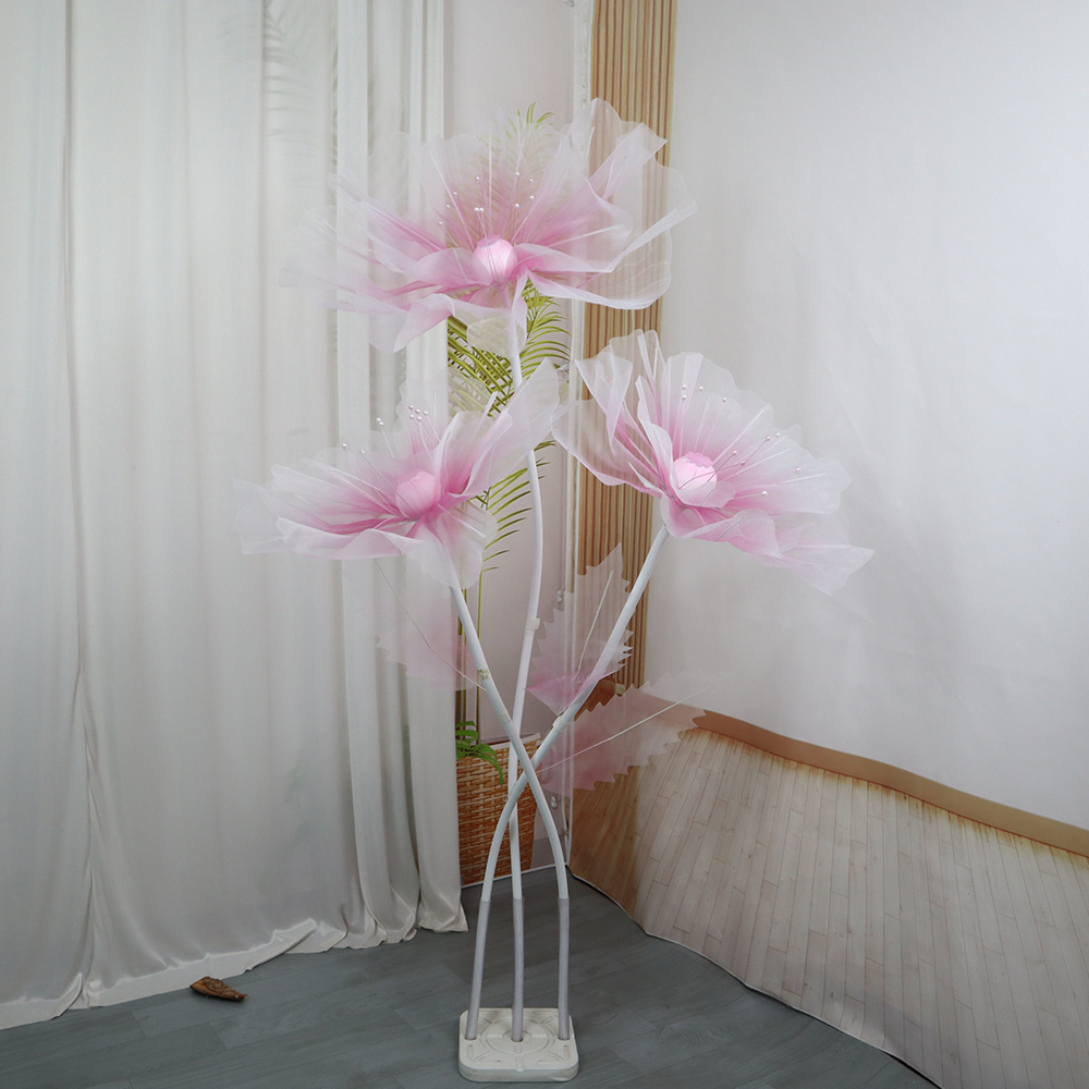Picture of Mesh flower set of new artificial flower poppy flower outdoor wedding party decoration window decoration shooting props