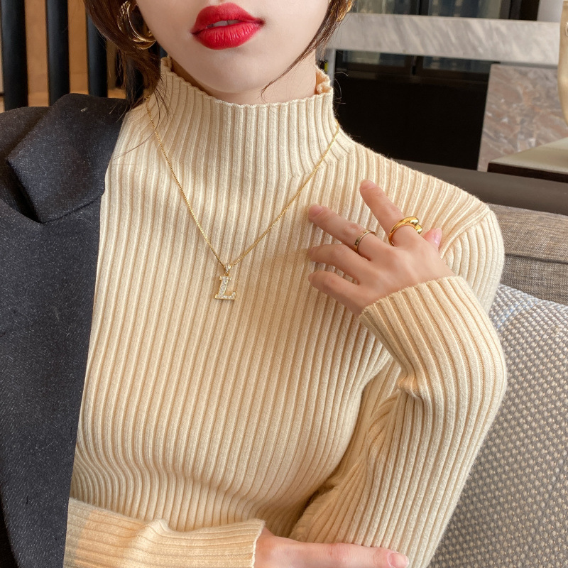 Autumn and Winter Classic Half-turtleneck Sweater Solid Color Slim-fit Long-sleeved Inner Base All-match Pullover Tight Slim Top
