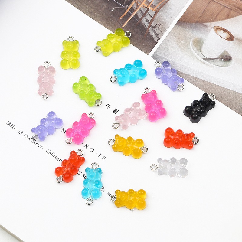 Picture of Transparent Candy Color Resin Bear Accessories Handmade DIY Homemade Bracelet Earrings Jewelry Keychain Pendant Material