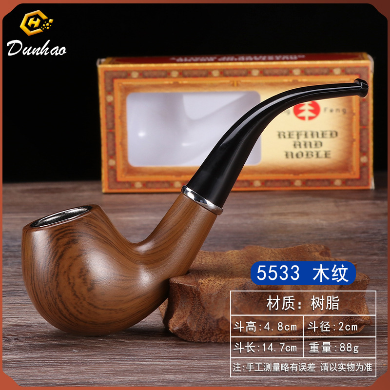 Picture of New Imitation Ebony Boutique Polished Resin Ring Pipe Vintage Hammer Craft Vintage Smoothed Curved Smoking Tools