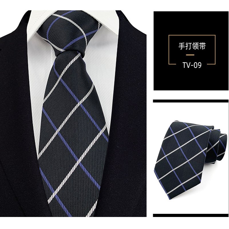Picture of Men's Tie 8cm Hand Tie Polyester Professional Dress Interview Striped Tie Men's Red Bridegroom Wedding Tie
