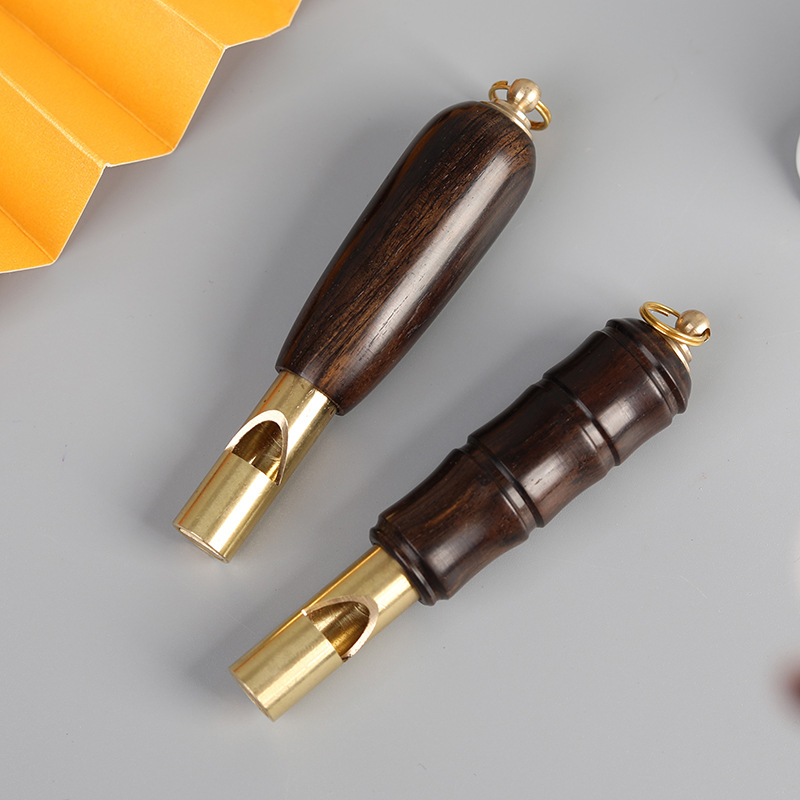Brass Red Sandalwood Outdoor Lifesaving Whistle Keychain Pendant Competition Tall Whistle Mountaineering Training Pendant