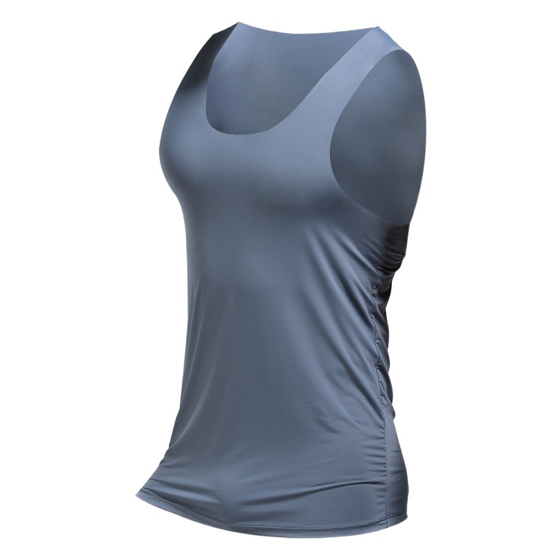 Men's Vest Korean Style Summer Tank Top Ice Silk Seamless One-Piece Tight-Fitting Thin Base Layer Vest Sports Breathable