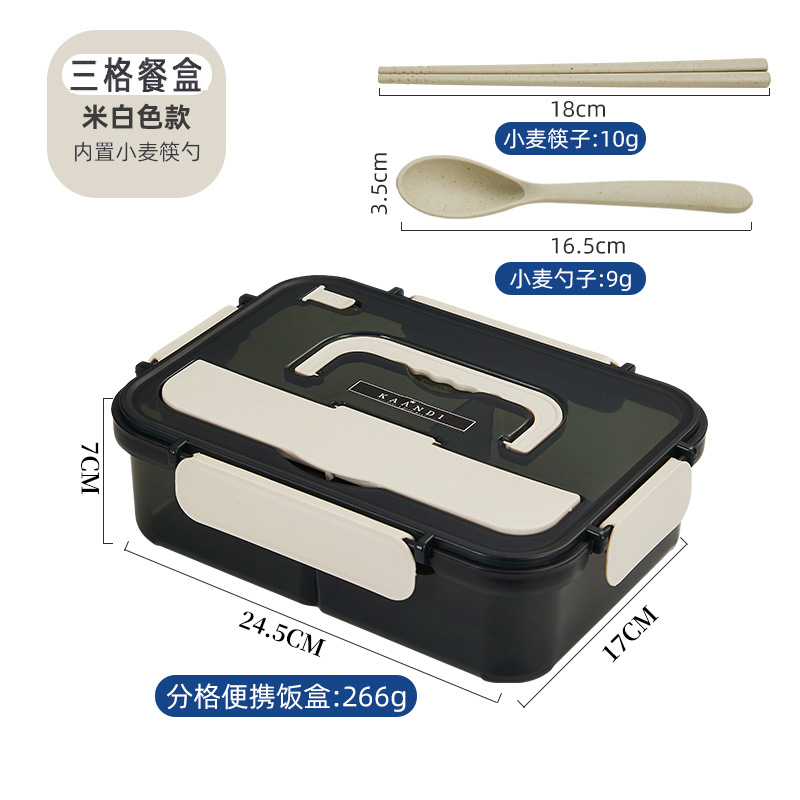 Picture of Compartment lunch box large capacity plastic microwave lunch box with tableware office worker student portable lunch box suit