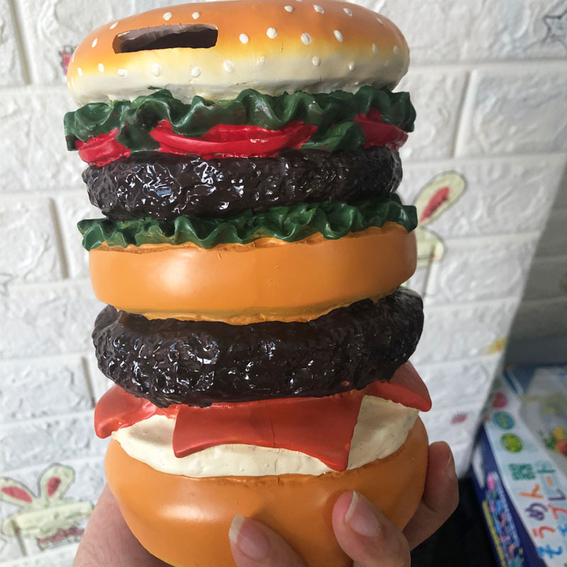 Cute hamburger piggy bank children's hamburger bread coin change piggy bank Hamburger ceramic cup decorative pendulum