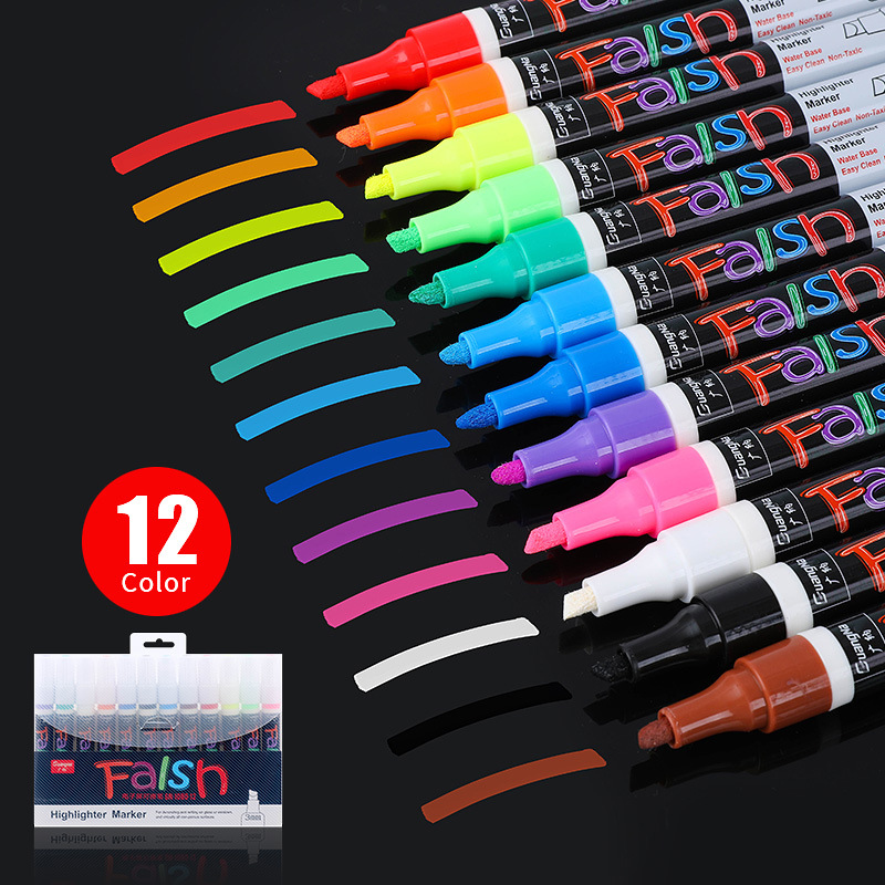 Wide 8-color electronic fluorescent plate 6mm highlighter multicolor advertising blackboard 1080-8 fluorescent watercolor pen
