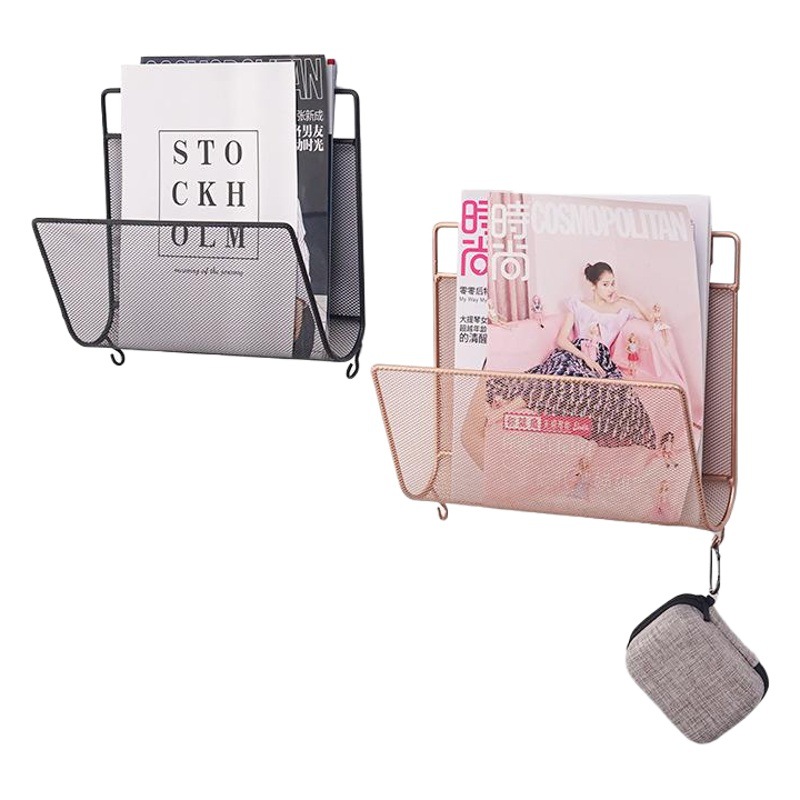 Nordic modern simple creative wall-mounted newspaper rack bookshelf newspaper rack storage rack Wall home storage rack