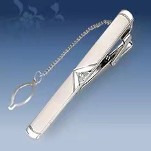 Picture of Metal tie clip men's suit chain 140 simple flower type business atmosphere with drill tie clip