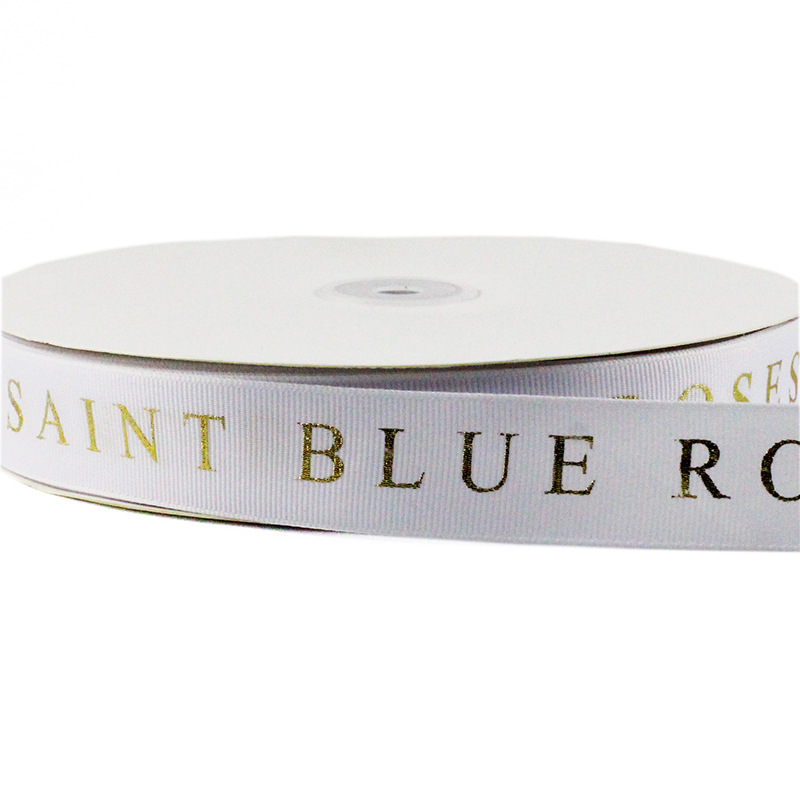 Picture of 2.5cm Black Thread Belt Bronzing Ribbon Making Logo Printing Letter Ribbon Flower Packaging Ribbon