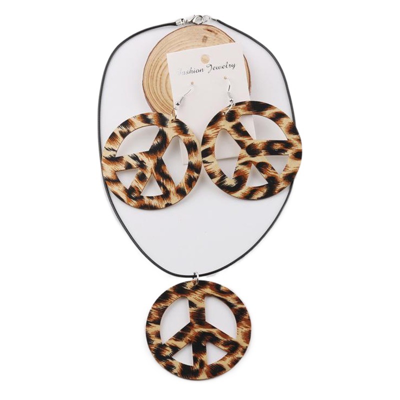 European and American New Leopard and Peace Character Earrings Necklace Set Masquerade Props Carnival Party Decorations